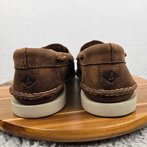 Sperry Top Sider Mens 11M Authentic Original 2-Eye Brown Leather Daily Boat Shoe - Picture 2 of 12